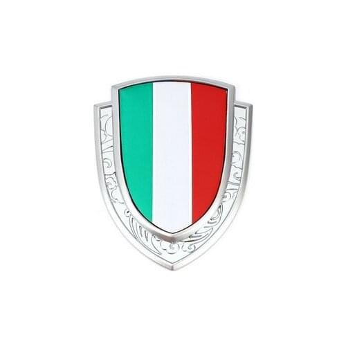 Silver Metal Italy Flag Auto Trunk Window Side Emblem Badge Decal Sticker Car Accessories