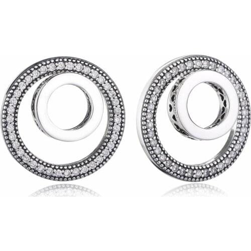 Free Shipping Authentic 925 Sterling Silver Circle Stud Earrings For Women DIY Jewelry S925 Original Round Earring