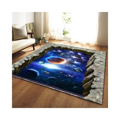 Nordic Carpets Soft Flannel 3D Printed Area Rugs Parlor Galaxy Space Mat Rugs Anti-slip Large Rug Carpet for Living Room Decor
