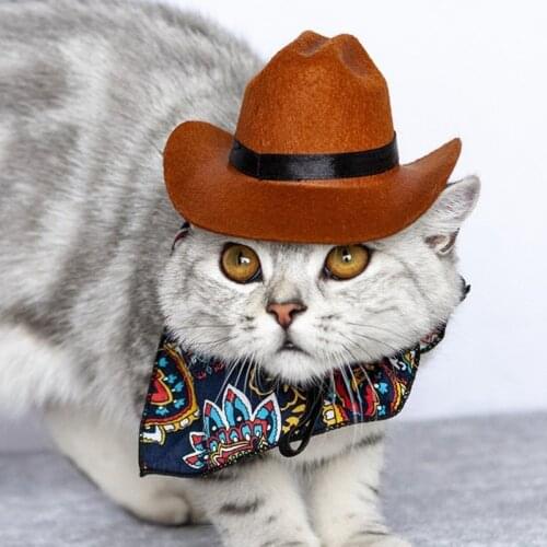 Funny Pet Hat For Dog Cat Western Cowboy Hat Photo Prop Universal Dog Cap For Street Party Halloween Christmas Pet Accessories