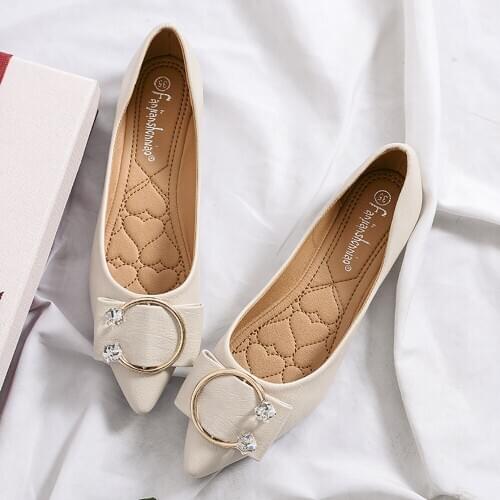 Summer Autumn Small Size 33 Shoes Metal Decoration Microfiber Women Flats Shoes Pointed Toe Loafers Ladies Office Walking Shoes