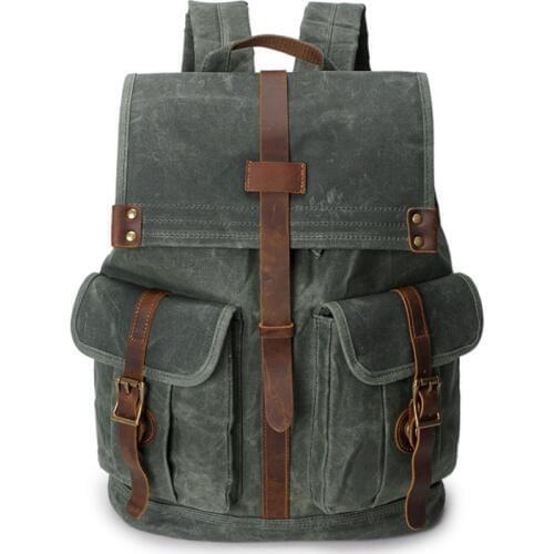 Nesitu Waterproof Vintage Cyan Army Green Grey Canvas Men Backpacks Women Backpack 14'' Laptop Men Travel Bags #M5252