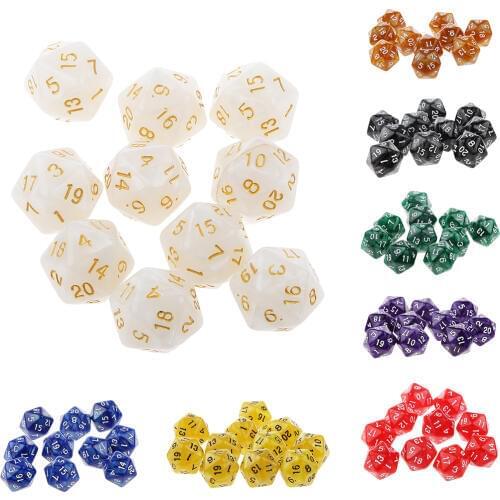 High Quality 10pcs Twenty Sided Dice D20 Playing D&D RPG Party Games Dices White Educational Kid 's Intellectual Development Toy