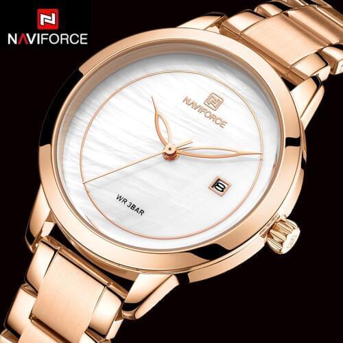 NAVIFORCE Women Watches Luxury Brand 2019 Stainless Steel Ladies Watch Fashion Wristwatch Waterproof Simple Style Reloj Mujer