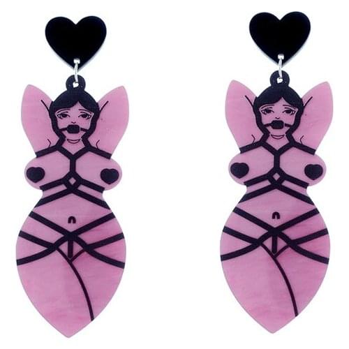 Female Sexy Bundling Naked Women Love Funny Exaggeration Earrings Fashion Sex Earrings Acrylic Jewelry Drop shipping