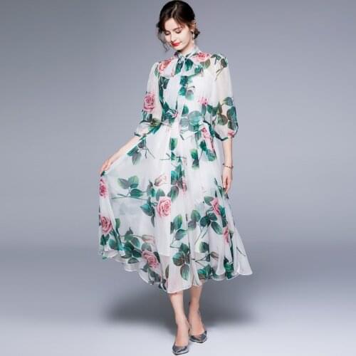 ZUOMAN Women Summer Elegant Floral Dress Festa High Quality Wedding Party Robe Femme Vintage Designer White Chiffon Vestidos