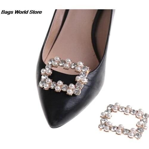 1PCS Crystal Rhinestones Charm Faux Pearl Shoe Clips Decorative Accessories Bridal Shoes Rhinestone Clip Buckle