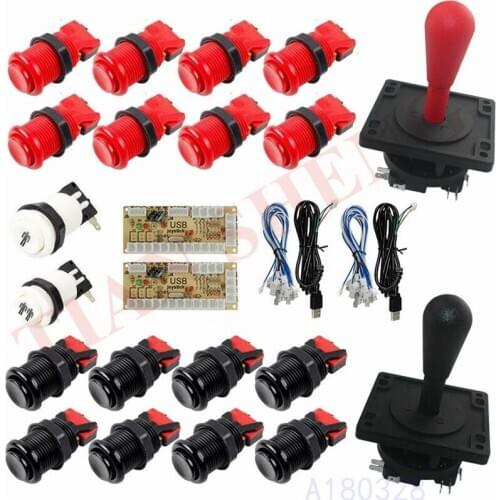 2 Player Arcade DIY Kit HAPP 8 Way Arcade fighting Joystick with American style Push Buttons and USB Encoder MAME JAMMA