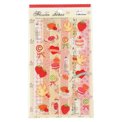 2 Sheets /Pack Lace Style Strawberry Flowers Decorative Bullet Stickers