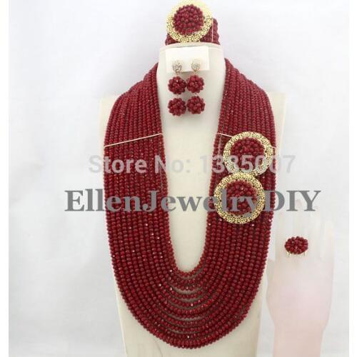 2019 Jewelry Sets Nigerian Wedding African Beads Crystal Bridal Jewelry Sets African Jewelry Set Necklace Free Shipping R8665