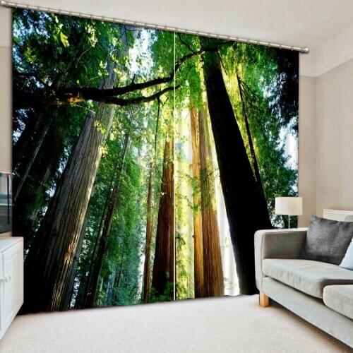 3D Curtain Forest Sunshine Photo Printing Blackout Curtains For Living room Bedding Room Hotel Drapes Curtains 3D Curtains