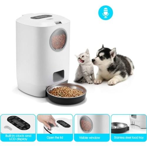 4.5L Smart Automatic Feeder for Pet Cat Dog Electronic Food Dispenser Feeder With Timer & Voice Recorder Cat Dog Feeding Bowl