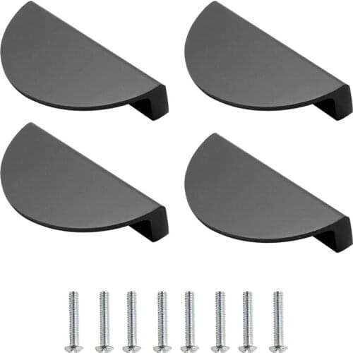 4PCS Black Drawer Pulls Semi Circular Cabinet Handles with Screws for Kitchen Cupboard Bedroom Furniture Door Retail
