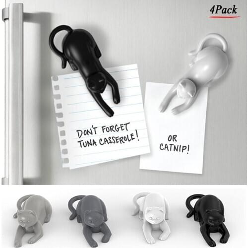 4Pcs/Set Cute Cartoon Cat Refrigerator Paste Magnets Creative Kitchen Gadget, Home Decoration Animal Gift Refrigerator Stickers