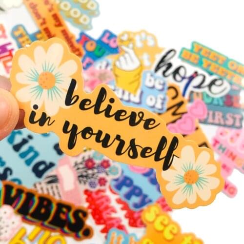 40Pcs Colorful Motivational English Words Stickers Luggage Skateboard Suitcase Guitar Waterproof Graffiti Sticker Kids Toy