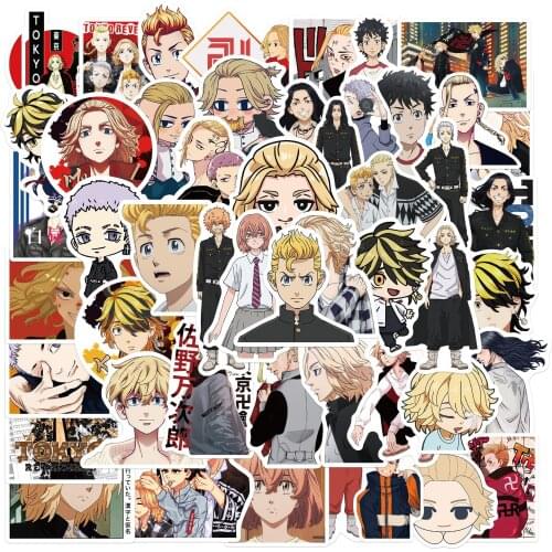 50pcs manga anime stickers tokyo revengers Laptop Guitar Motorcycle Luggage Skateboard Bicycle Waterproof Sticker Kids Toys