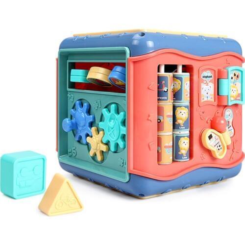 6 in 1 Baby Activity Cube Early Educational Toys for Children Gifts Clock Geometric Blocks Sorting Multifunctional Musical Toys