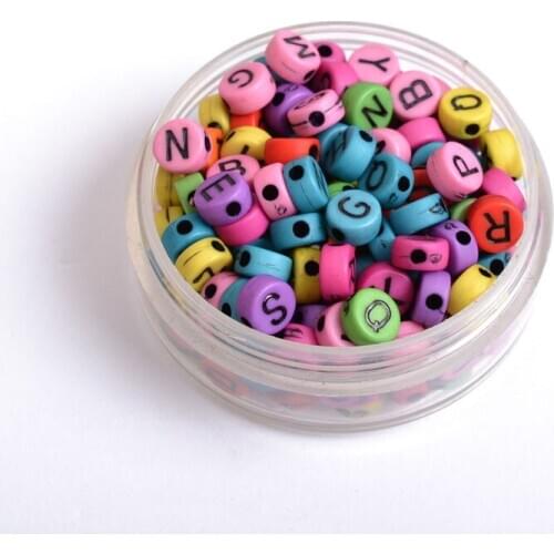 7mm Mixed Letter Acrylic Beads Flat Alphabet Digital Cube Loose Spacer Beads Jewelry Making Handmade Bracelet Necklace DIY
