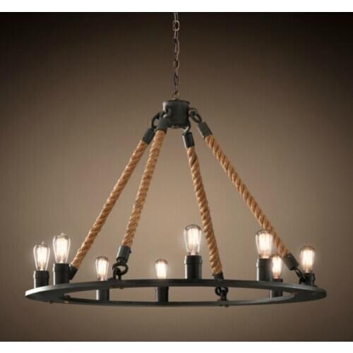 American Country Retro Pendant Light Nordic Iron Rope Lamp Bar Cafe Dining Room Lamp luminaria pendente