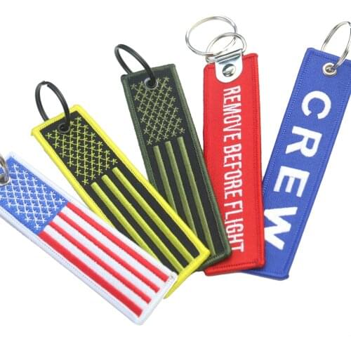 US Flag Embroider Keychain Mobile Phone Strap Key Ring Chain EDC Car Backpack Bag Zipper American Coat Decor Accessories