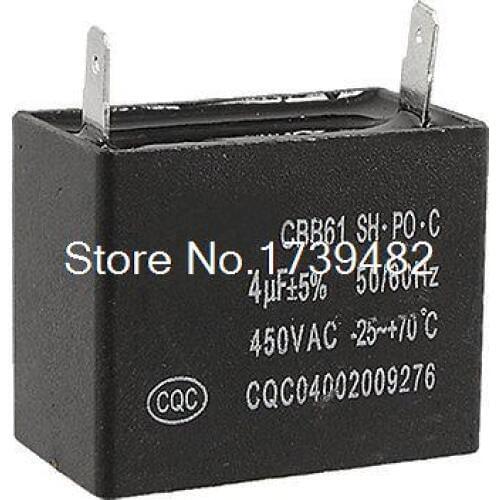 CBB61 2 Soldering Terminals Motor Run Capacitor 4uF 450V AC