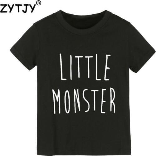 Little monster Letters Print Kids tshirt Boy Girl t shirt For Children Toddler Clothes Funny Tumblr Top Tees Drop Ship Y-129