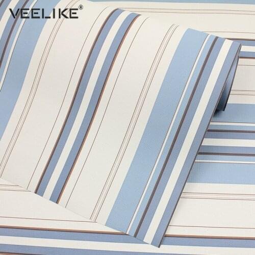 Home Decor Stripe Wallpaper Nordic Style Waterproof Wall Stickers Modern Bedroom Living Room Background PVC Vinyl Decorative Fim