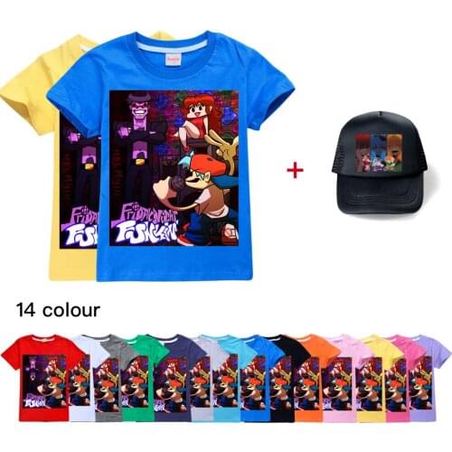 Summer Friday Night Funkin Boys Clothes Fashion T Shirt+sun hat Toddler Kids Clothes Girls Outfits Spring Child Student Clothing