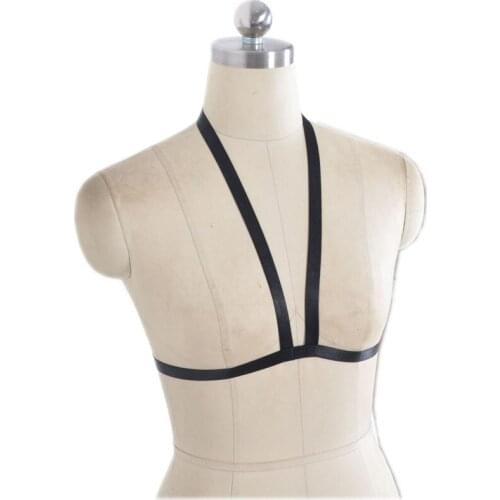 Harajuku goth dress BODY CAGE Womens Goth Strappy Lingerie Elastic Caged Bra Black Mallcat Alluring Women Bra Harness