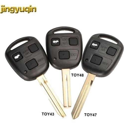 Jingyuqin Remote Car Key Shell + Button Pad For Toyota Avensis Corolla Yaris Rav4 Tacoma TOY43 TOY47 TOY48 Blade No Chip 3 BTN