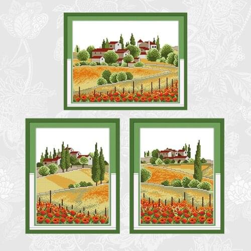 Country view series Cross-Stitch Kits Printed Canvas 11CT 14CT Cross Stitch Scenery DIY Handwork Beginner Embroidery Needlework
