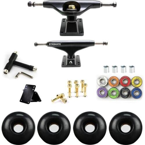 STRIKATE 5in Skateboard Trucks Combo Set 5232mm Wheels Aluminum Alloy Professional Bridge Skate Board Bracket bearings