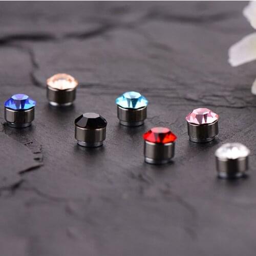 12 Pairs Crystal Rhinestone Magnetic Clip Non Piercing Earrings Fashion Jewelry E56A