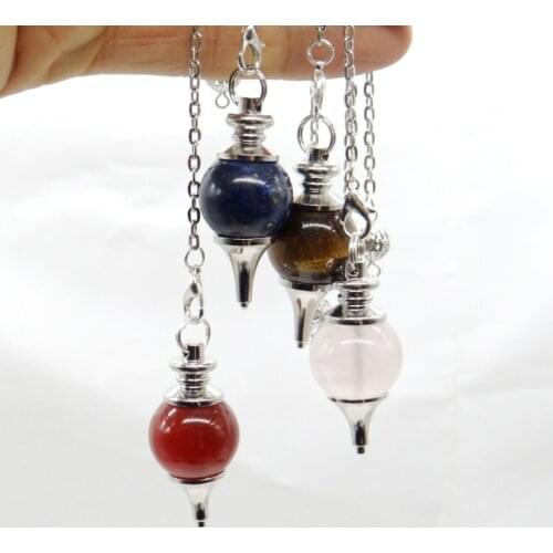 Hot sell Divination Pendulum For Dowsing Natural Stone Quartz Crystal tiger eye Circle Cone Charm Pendant Pendule Divination
