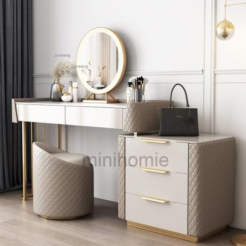 Home Furniture Dressing Tables Bedroom Storage Cabinets Apartment Makeup Table Stool Modern Dormitory Dressers with Mirror mc
