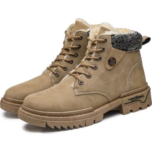 Winter mens Martin boots Korean mens boots casual plus velvet cotton boots trend mens shoes warm snow boots sneakers men