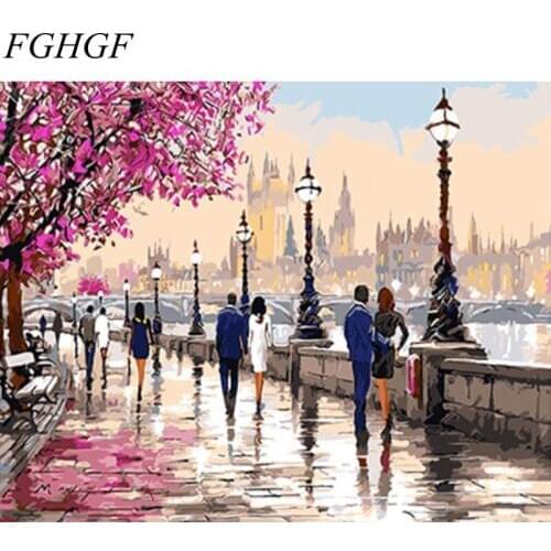 FGHGF No Frame Abstract Oil Painting Desert Landscape DIY Painting By Numbers Wall Art Picture Home Decor