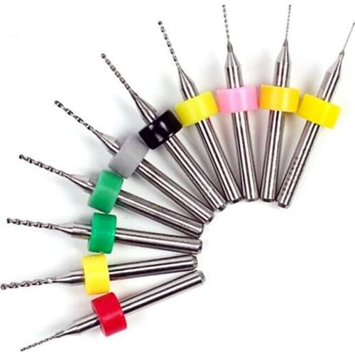 10pcs PCB drill tool kit 0.1mm-2.0mm tungsten carbide metal Milling cutter cnc tools for circuit board beeswax engraving