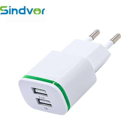 Sindvor 2.1A/1.0A Wall Charger Dual Ports Travel Charger Mini USB LED Light Fast Charging Power Adapter for iPhone Android Phone