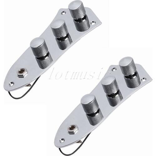 2Pcs New Prewired Chrome Jazz Bass Control Plate for Electric Guitar Replacement Parts