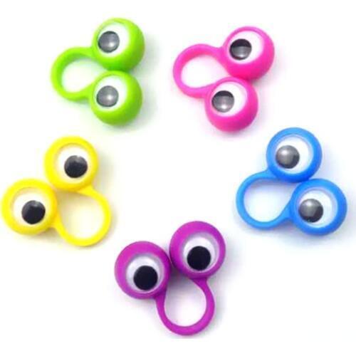 IWish 34mm Google Eye Puppe Plastic Rings with Wiggle Eyes Finger Spies For Birthday Party Kids Gags N Practical Jokes Gift Toys
