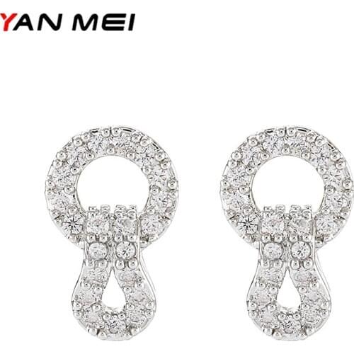YANMEI Geometric Simple Earrings Inlaid with Zircon Jewelry Small and Cute Luxury Luxury Fine Jewelry YME9554