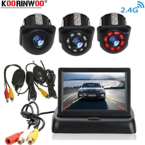 Koorinwoo Car Parking System Kit 4.3" TFT LCD Color Rearview Foldable Monitor + CCD Waterproof Reversing Backup Rear View Camera