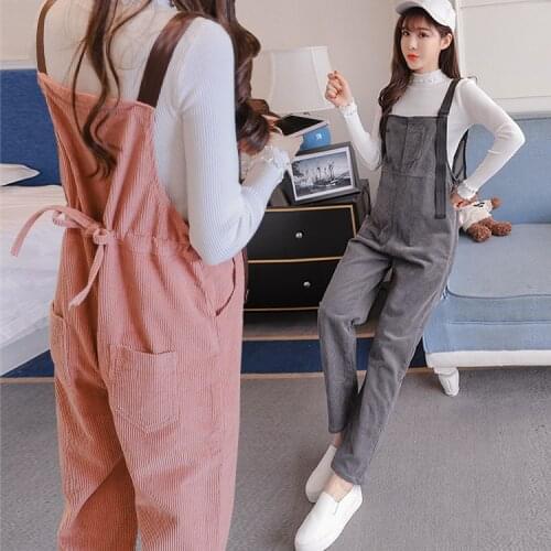 Loose Maternity Pants Warm Pregnant Trousers Strap Belt Bib Pants for Pregnancy Women Winter Casual Overalls Jumpsuits Plus Size