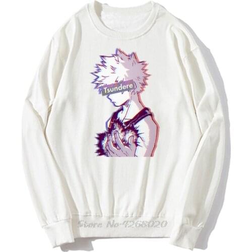 Tsundere Bakugo Boku No Hero Academia Hoodie Classic Mens Pullover Fleece Hoodies Sweatshirt Streetwear Harajuku