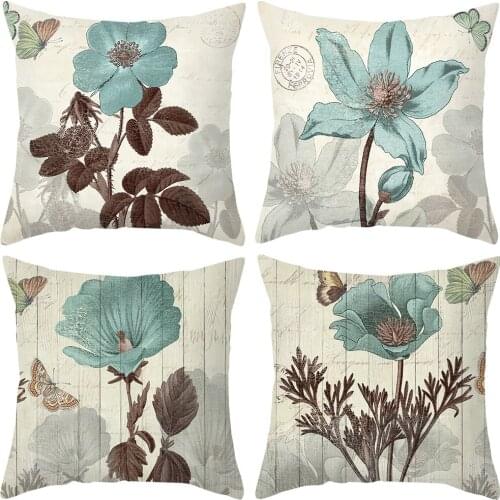 Vintage Flower Pillowcase Decorative Sofa Cushion Case Bed Pillow Cover Home Decor Car Cushion Cover Cute Pillow Case 45*45cm