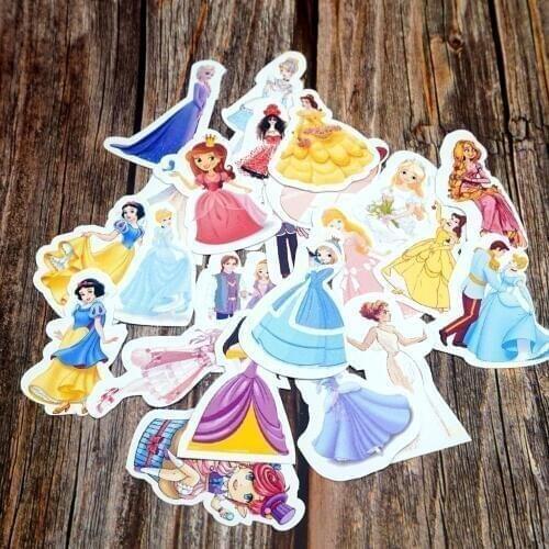 23PCS/Lot Princess Waterproof Stickers DIY Diary Laptop Phone Suitcase Stickers Kids Girls Students Cute Cartoon Gift Stickers