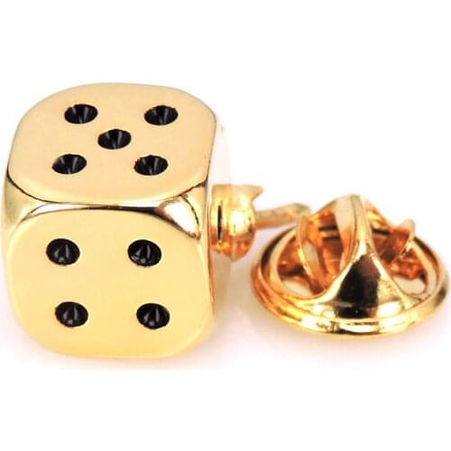 High quality mens Brooch Lapel Badge Pin New Gold dice Brooch Pin mens Wedding Shirt Lapel Brand Jewelry Pin