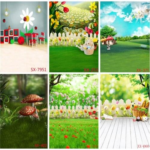 Children Birthday Photography Backdrops Scenery Flowers Lawn Baby Newborn Portrait Photo Background Studio Props 2157 YXFL-36