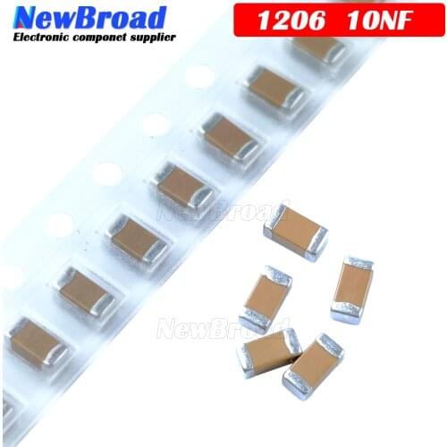 100pcs 10NF X7R Error 10% 50V 1206 103 smd capacitor